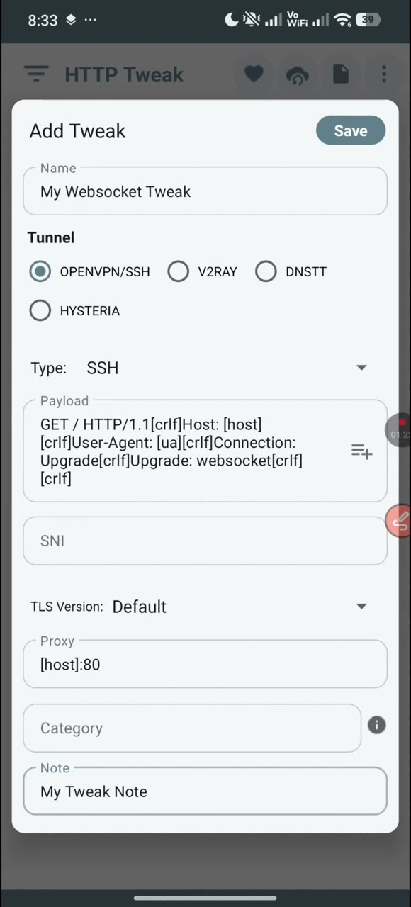 Actual tutorial video frame showing the Add Tweak form in HTTP Tweak.