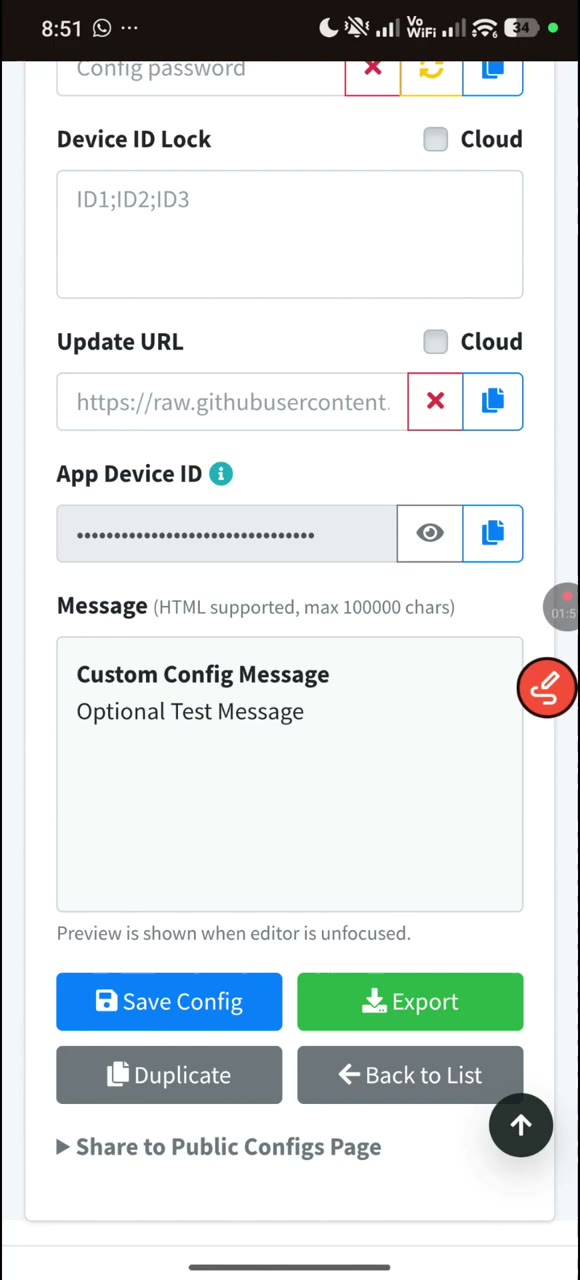 Actual tutorial video frame showing the imported configuration open in the Web Panel after the upload.