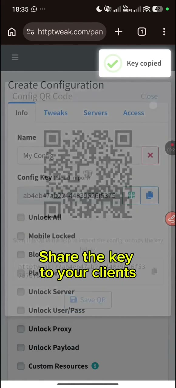 Actual tutorial video frame showing the client menu path to Import Config.