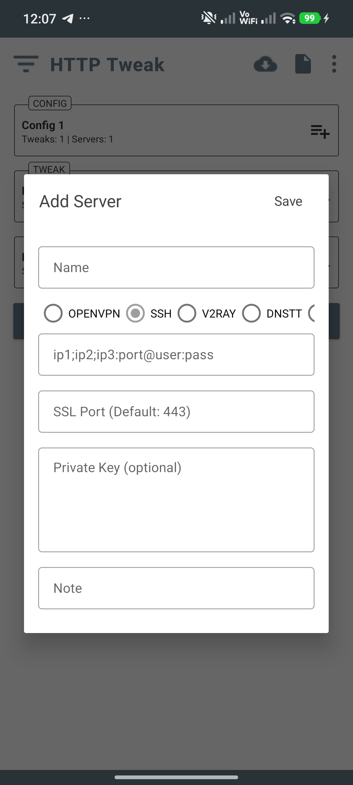 HTTP Tweak server editor
